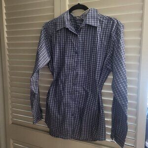 Blue/White Checkered Button Down Tabi Medium